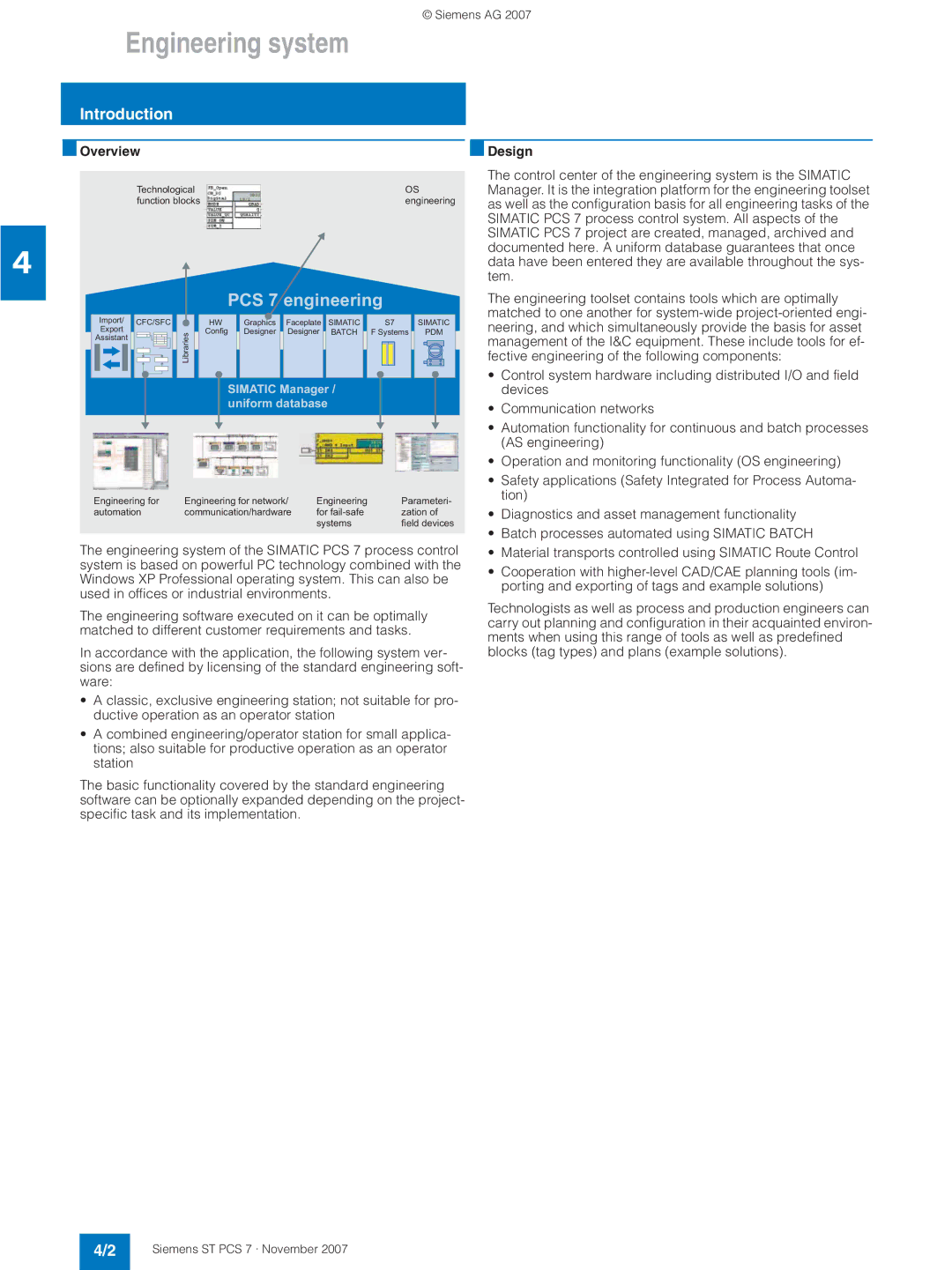 Siemens ST PCS 7 manual Engineering system 