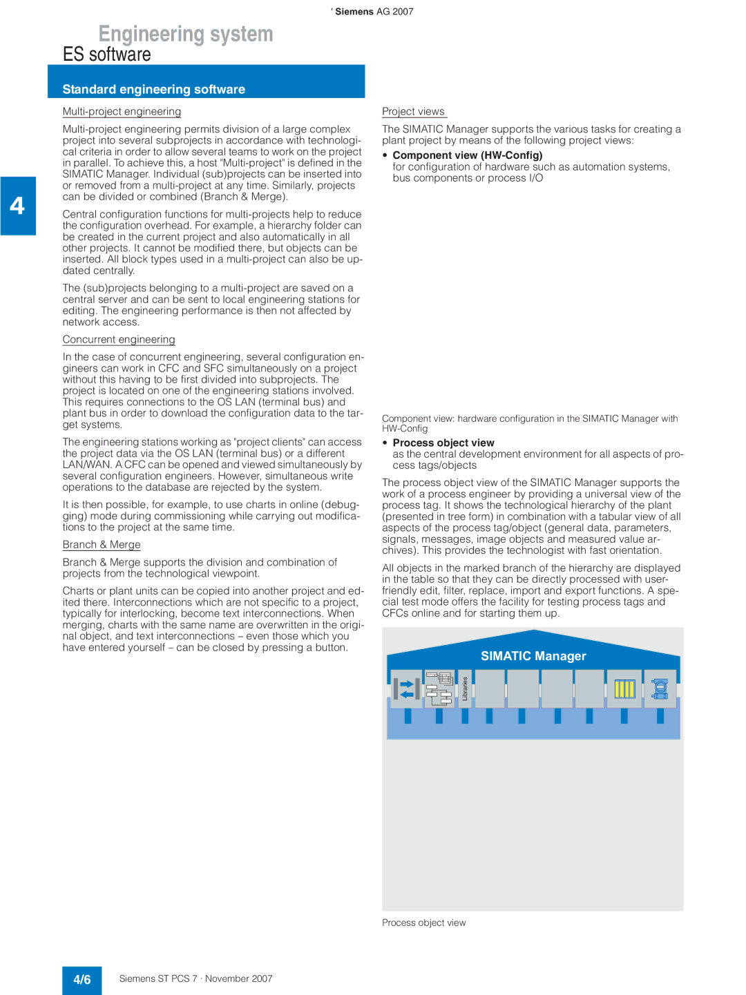 Siemens ST PCS 7 manual Component view HW-Config, Process object view 