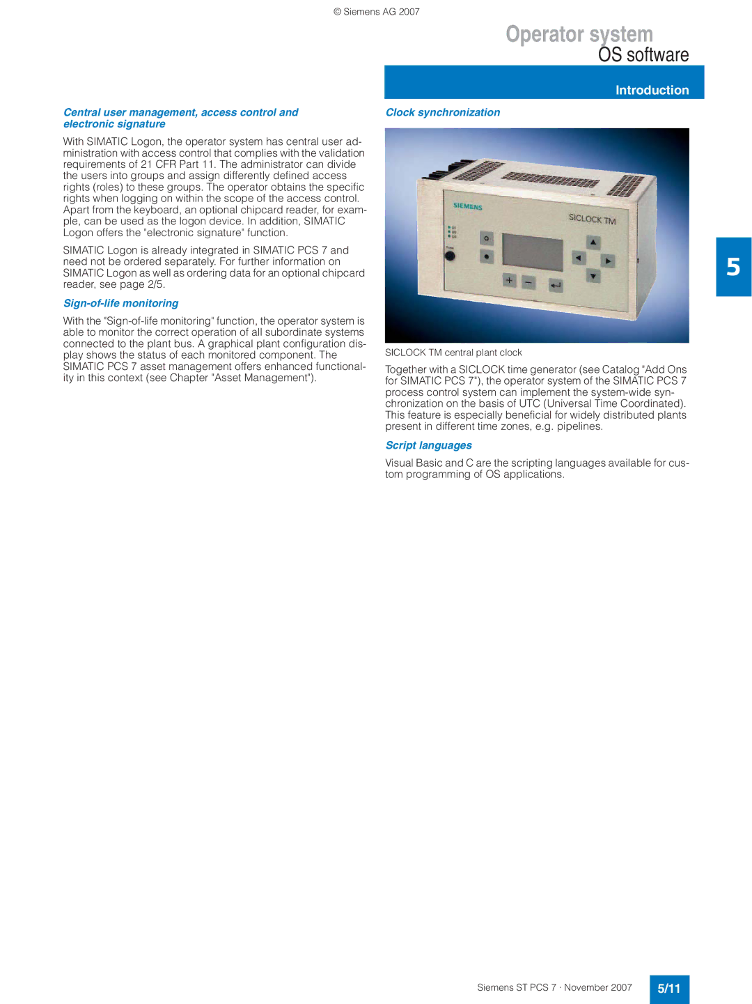 Siemens ST PCS 7 manual Sign-of-life monitoring, Clock synchronization, Script languages 