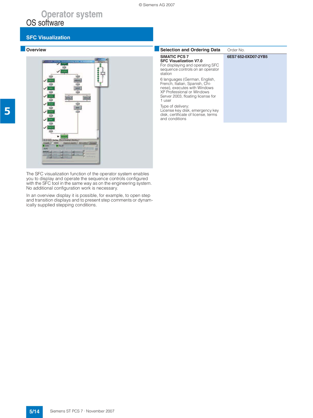 Siemens ST PCS 7 manual SFC Visualization, 6ES7 652-0XD07-2YB5 