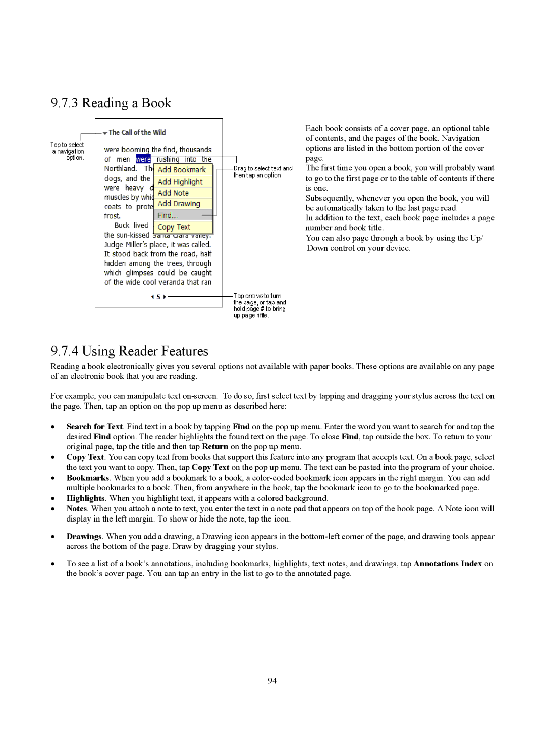 Siemens SX56 manual Reading a Book, Using Reader Features 