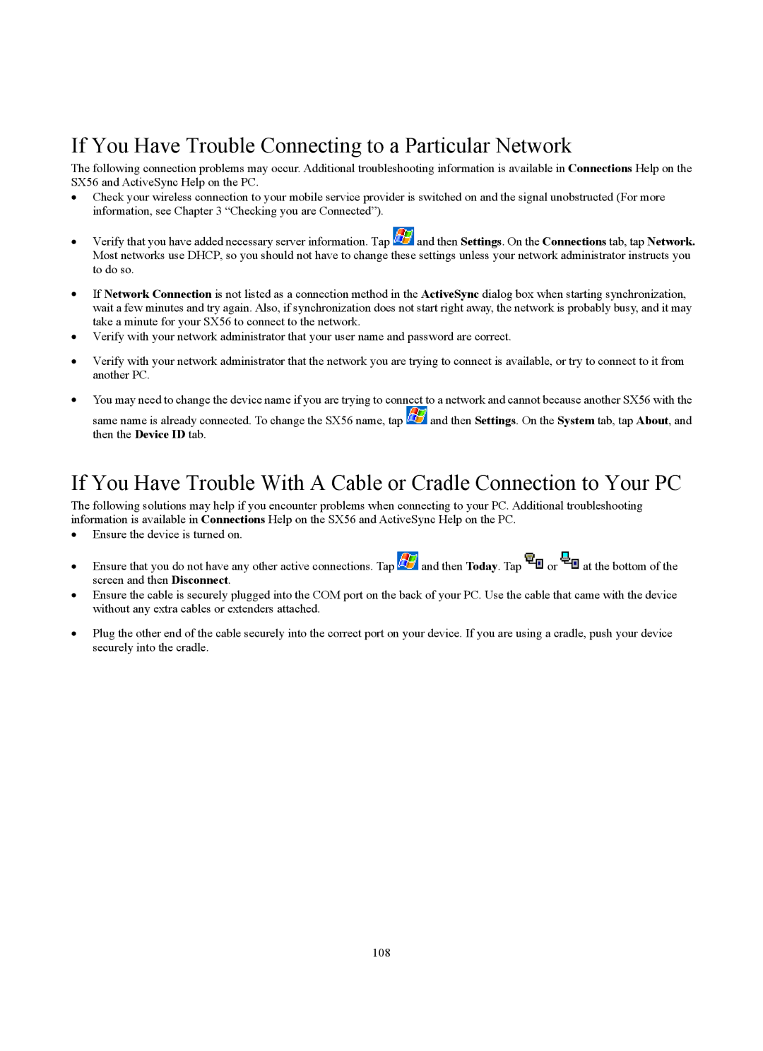 Siemens SX56 manual If You Have Trouble Connecting to a Particular Network 