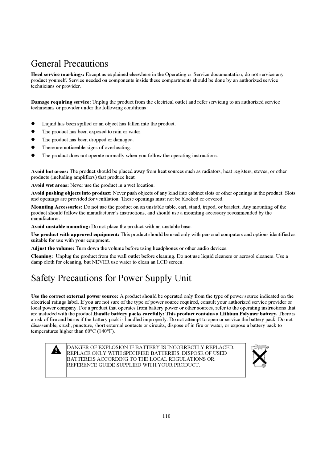 Siemens SX56 manual General Precautions, Safety Precautions for Power Supply Unit 