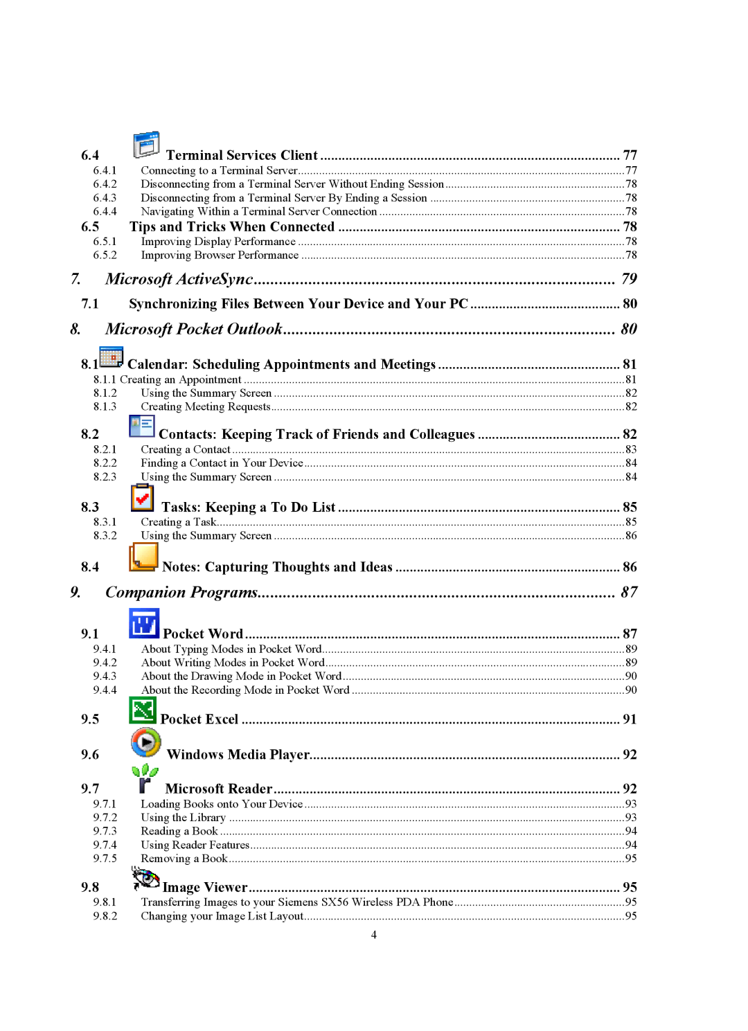 Siemens SX56 manual Microsoft ActiveSync 