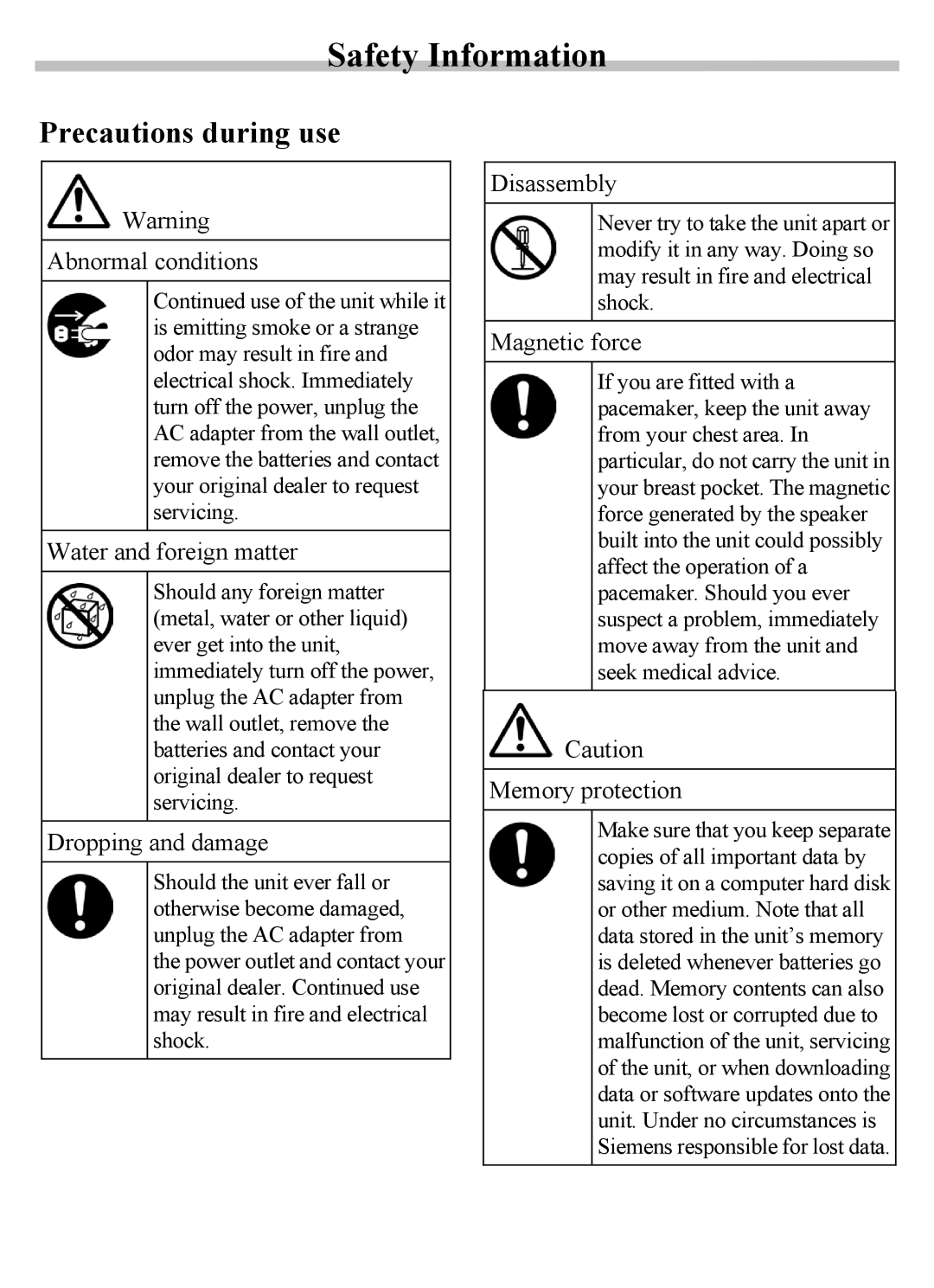 Siemens SX56 manual Safety Information 