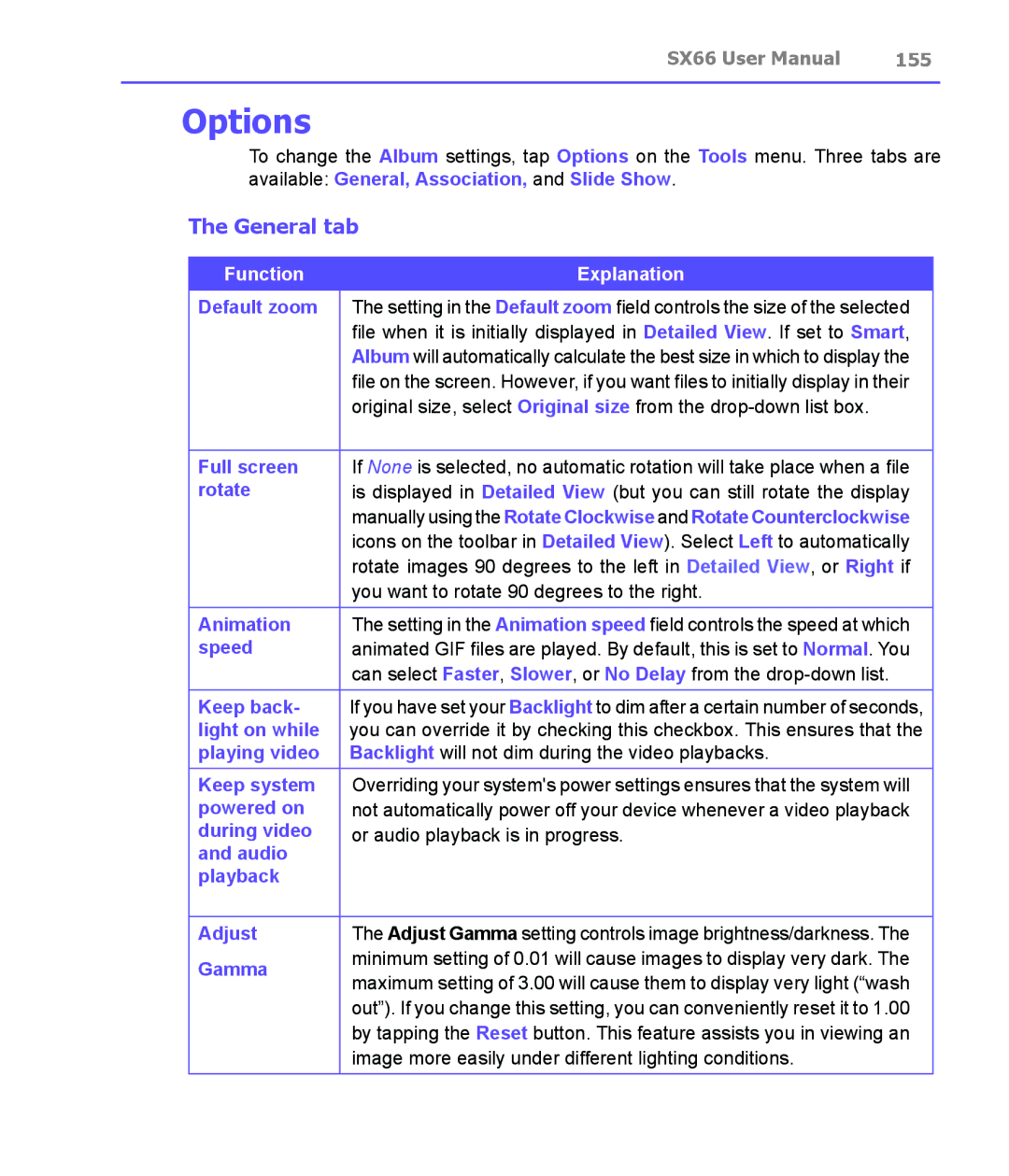 Siemens SX66 manual Options, 155 