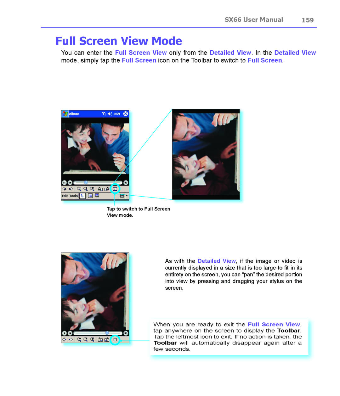 Siemens SX66 manual Full Screen View Mode, 159 