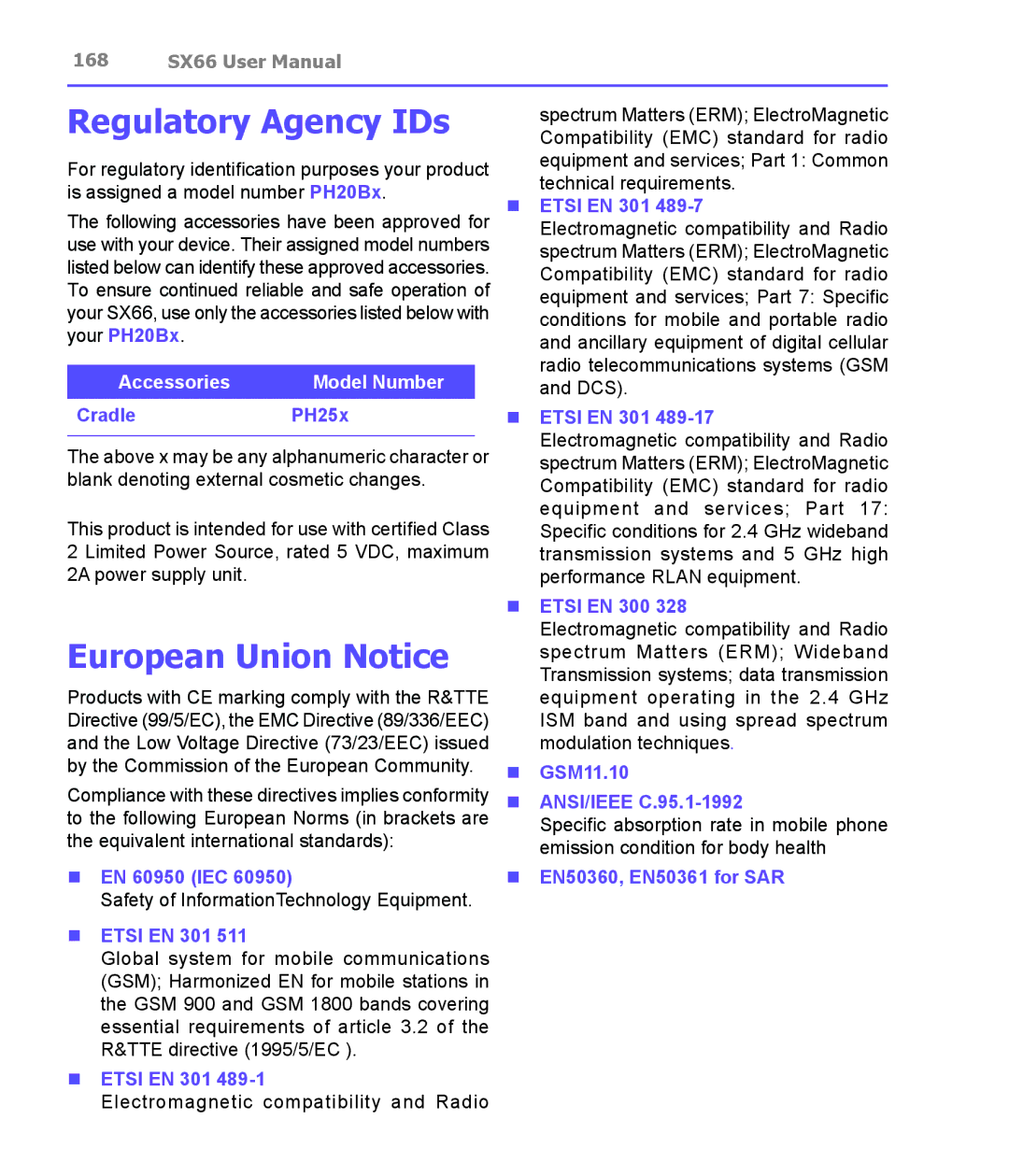 Siemens SX66 manual Regulatory Agency IDs, European Union Notice 