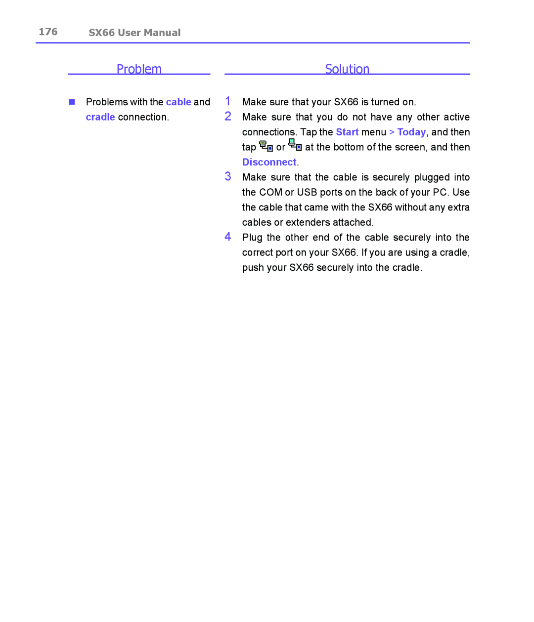 Siemens SX66 manual Problem Solution 