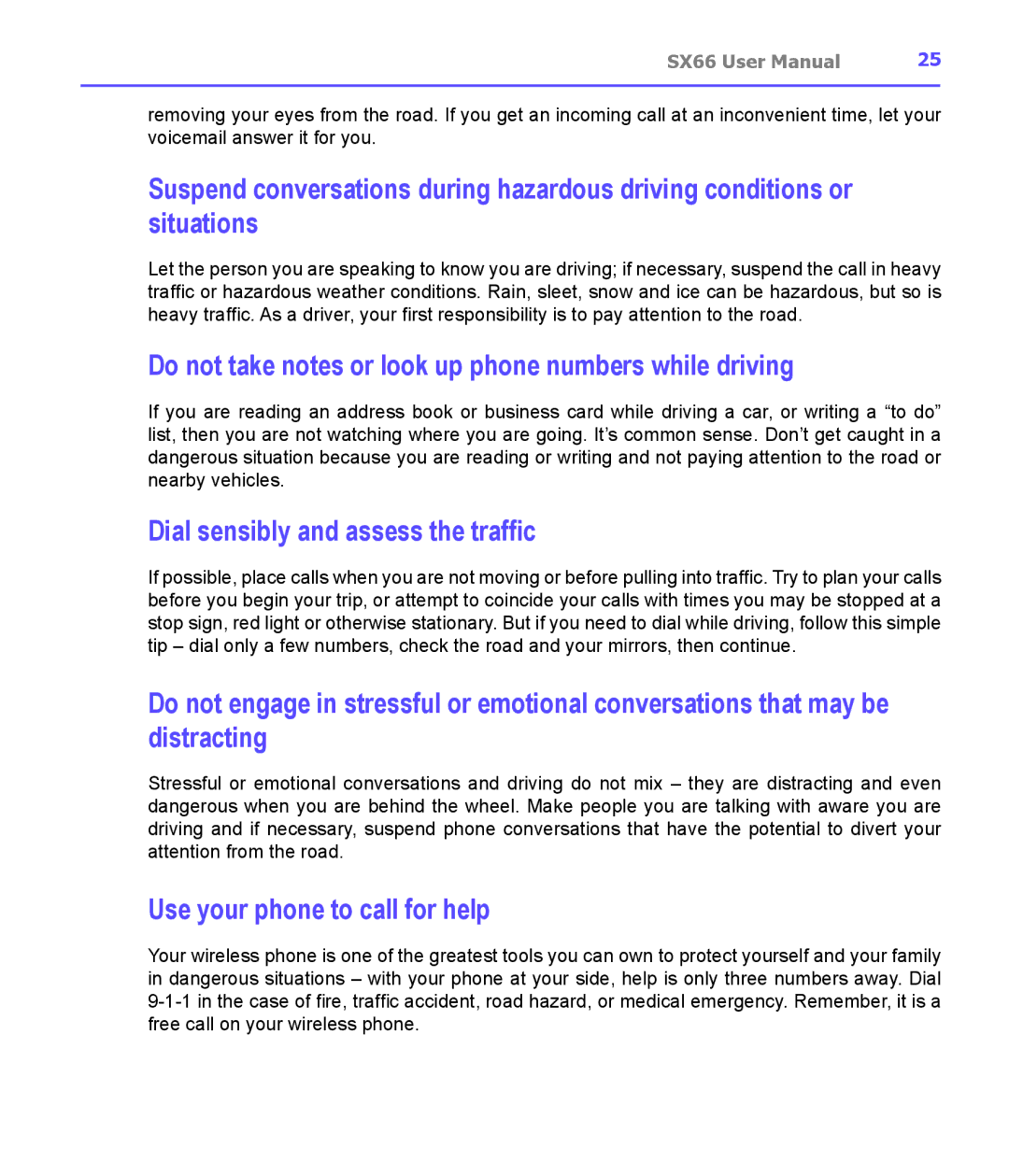 Siemens SX66 manual Do not take notes or look up phone numbers while driving 