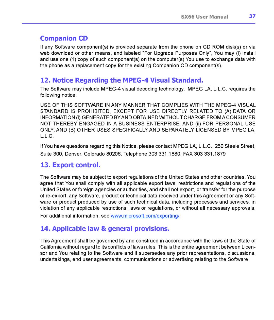 Siemens SX66 manual Export control, Applicable law & general provisions 