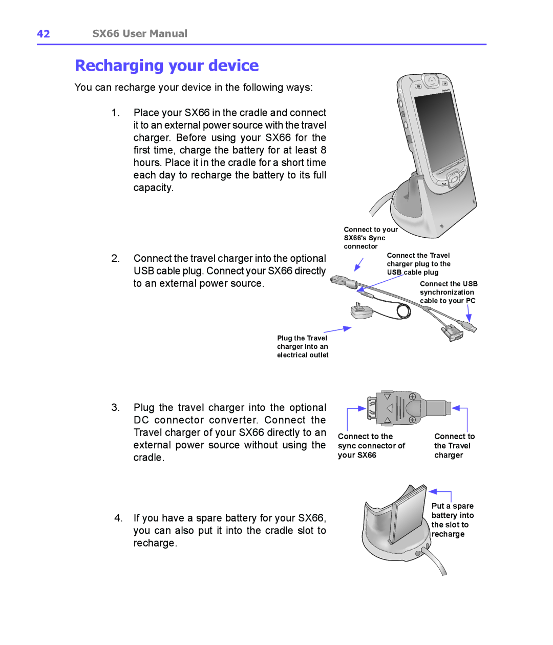 Siemens SX66 manual Recharging your device 