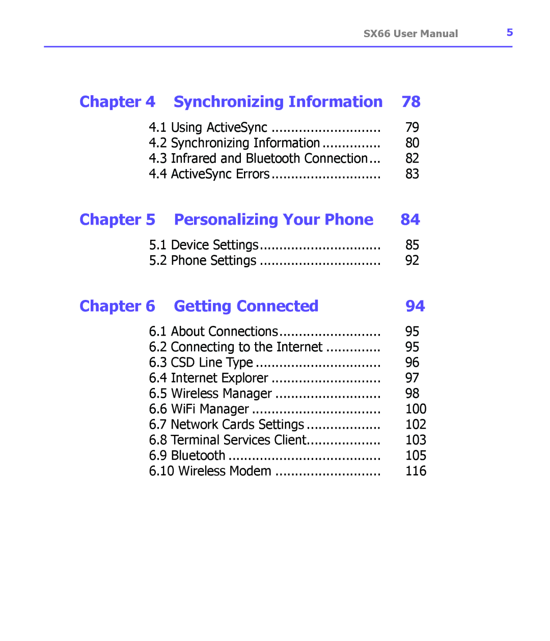 Siemens SX66 manual Chapter Synchronizing Information, Personalizing Your Phone, Chapter Getting Connected 