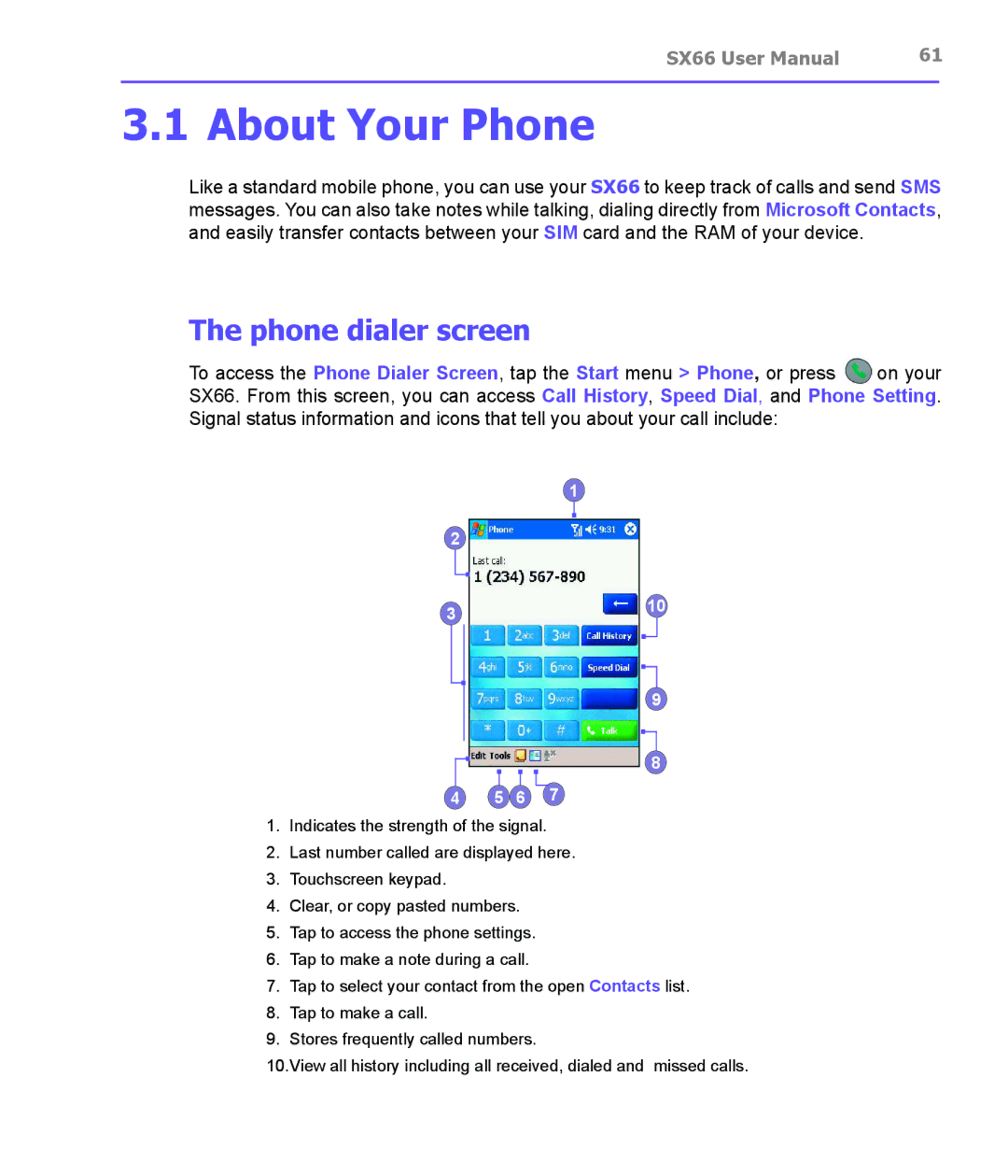 Siemens SX66 manual About Your Phone, Phone dialer screen 