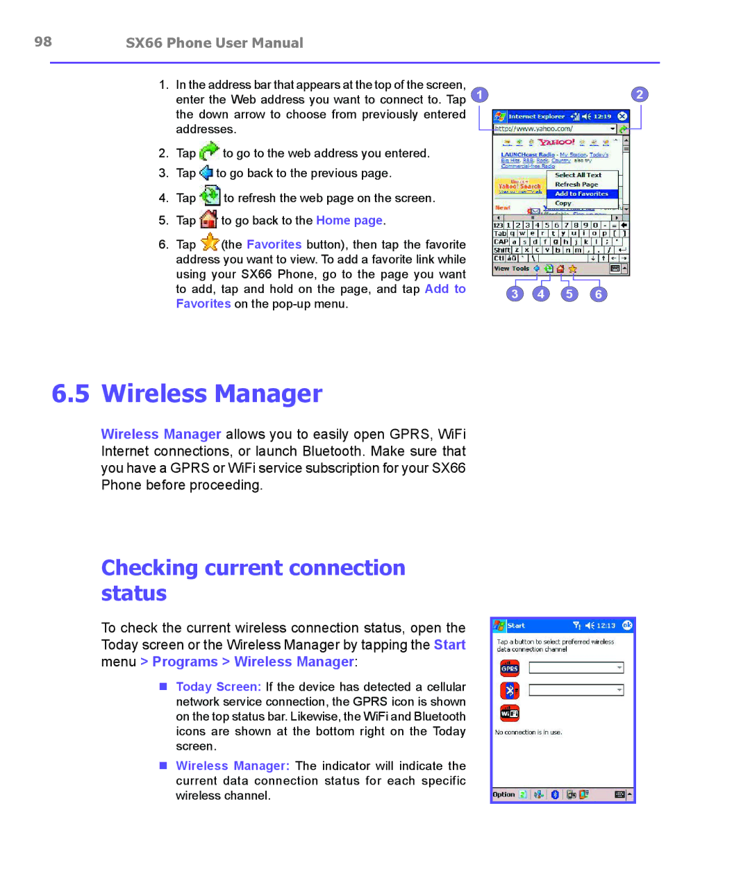 Siemens SX66 manual Wireless Manager, Checking current connection status 