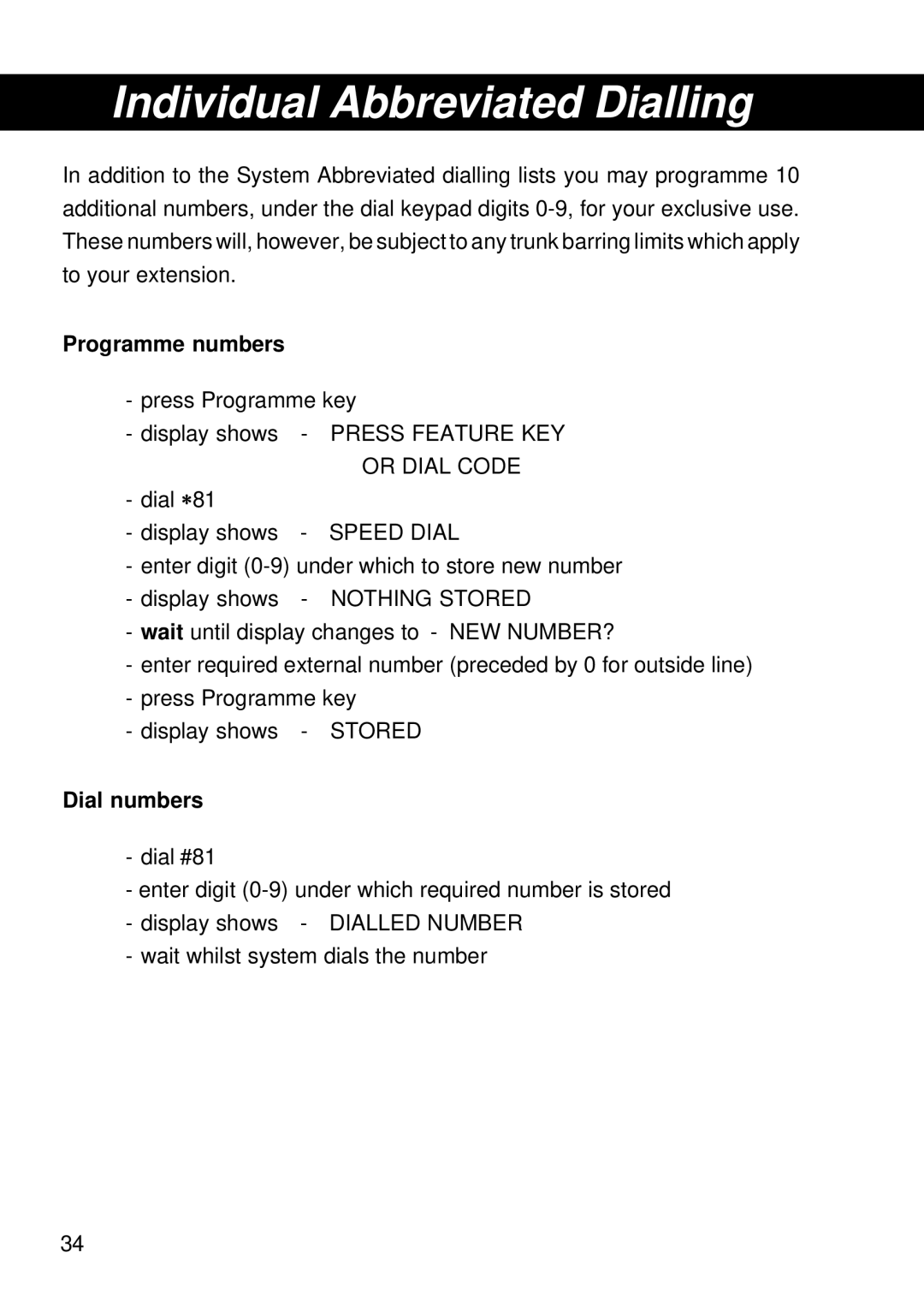 Siemens T25 operating instructions Individual Abbreviated Dialling, Programme numbers, Dial numbers 