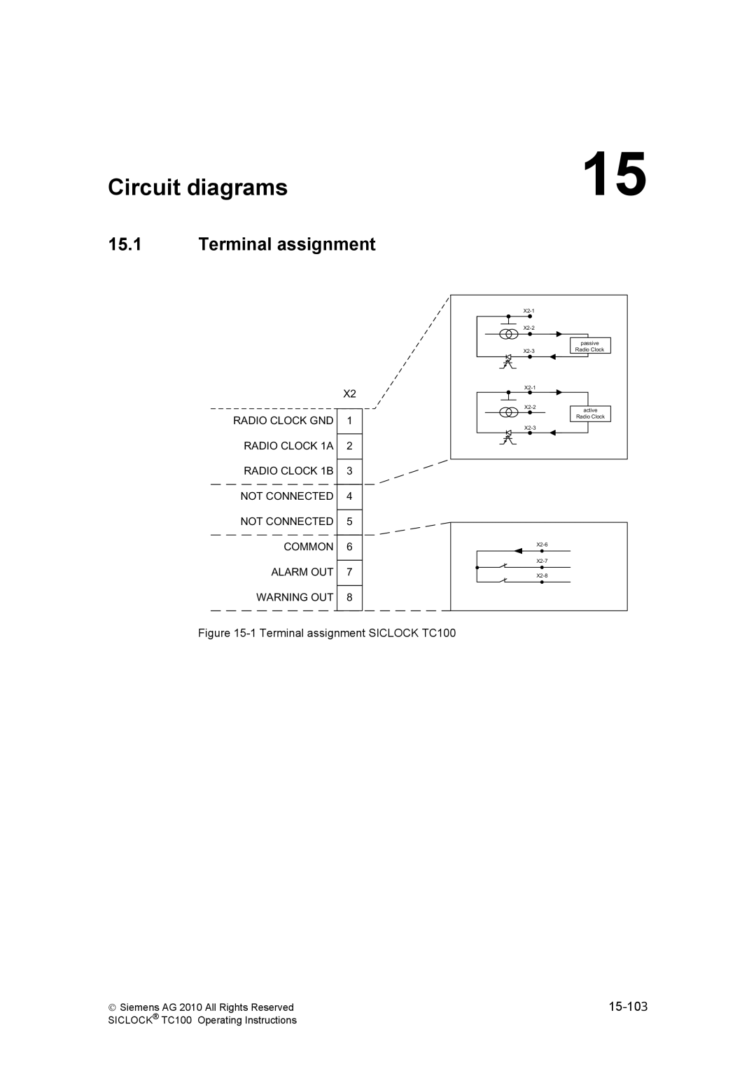 Siemens TC100 manual Circuit diagrams, Terminal assignment 