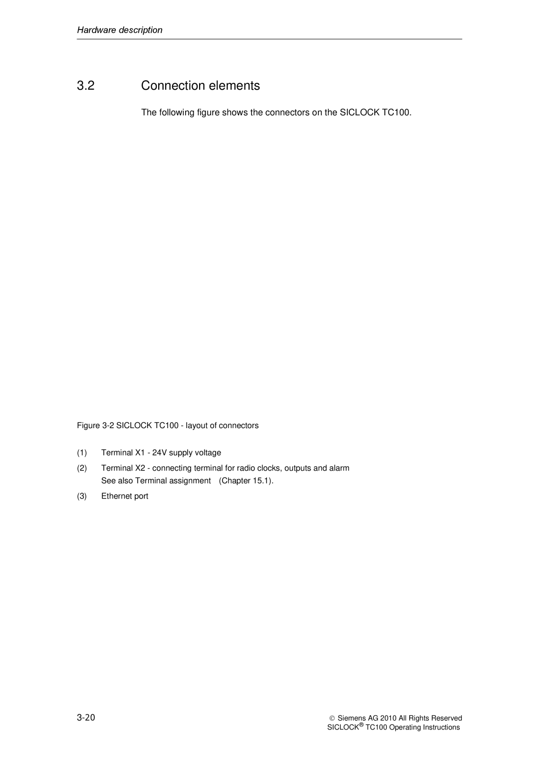 Siemens TC100 manual Connection elements 