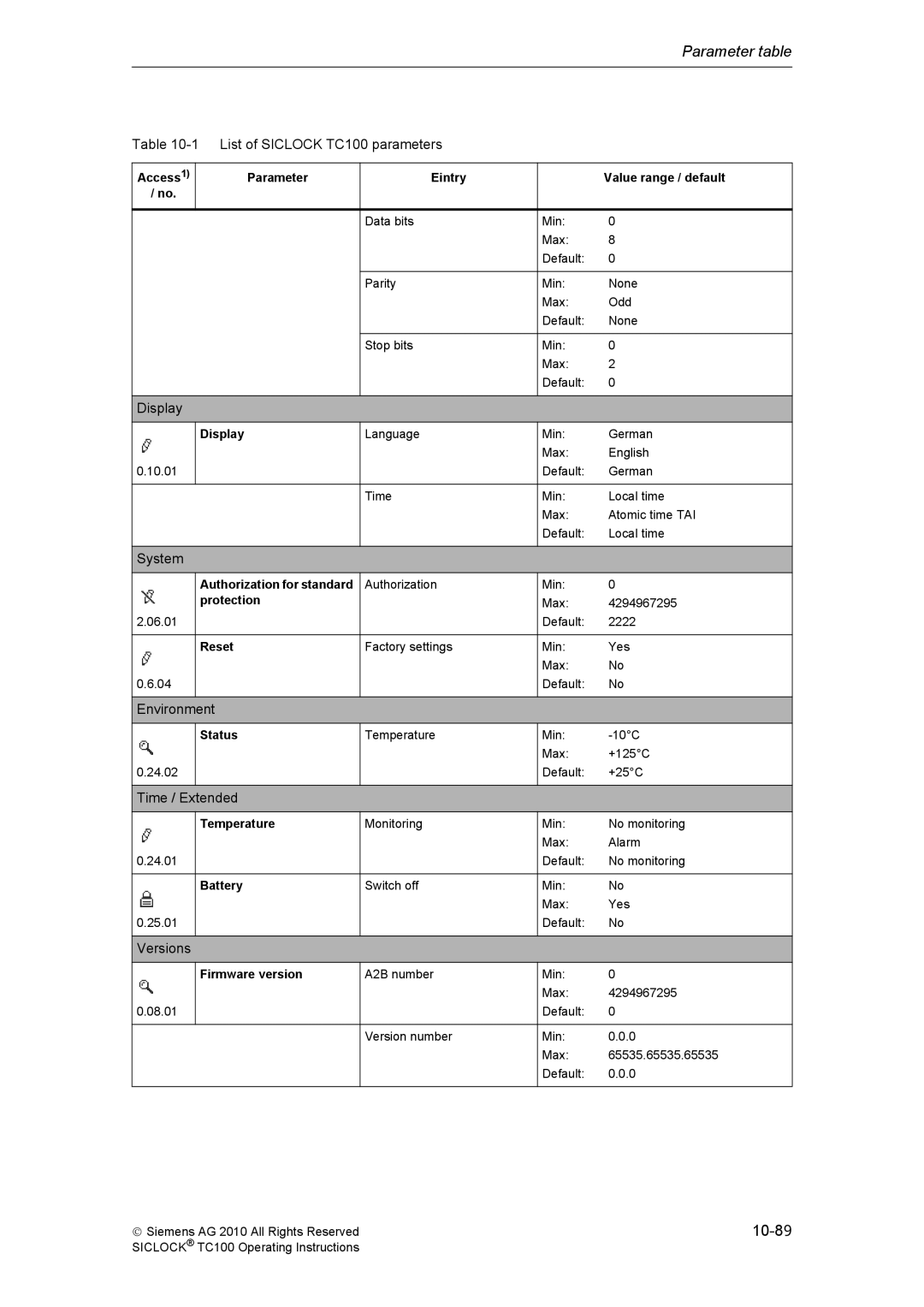 Siemens TC100 manual 10-8 