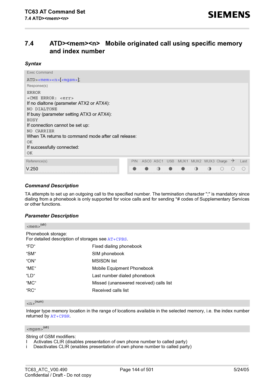 Siemens TC63 manual ATDmemnmgsm, Memstr 