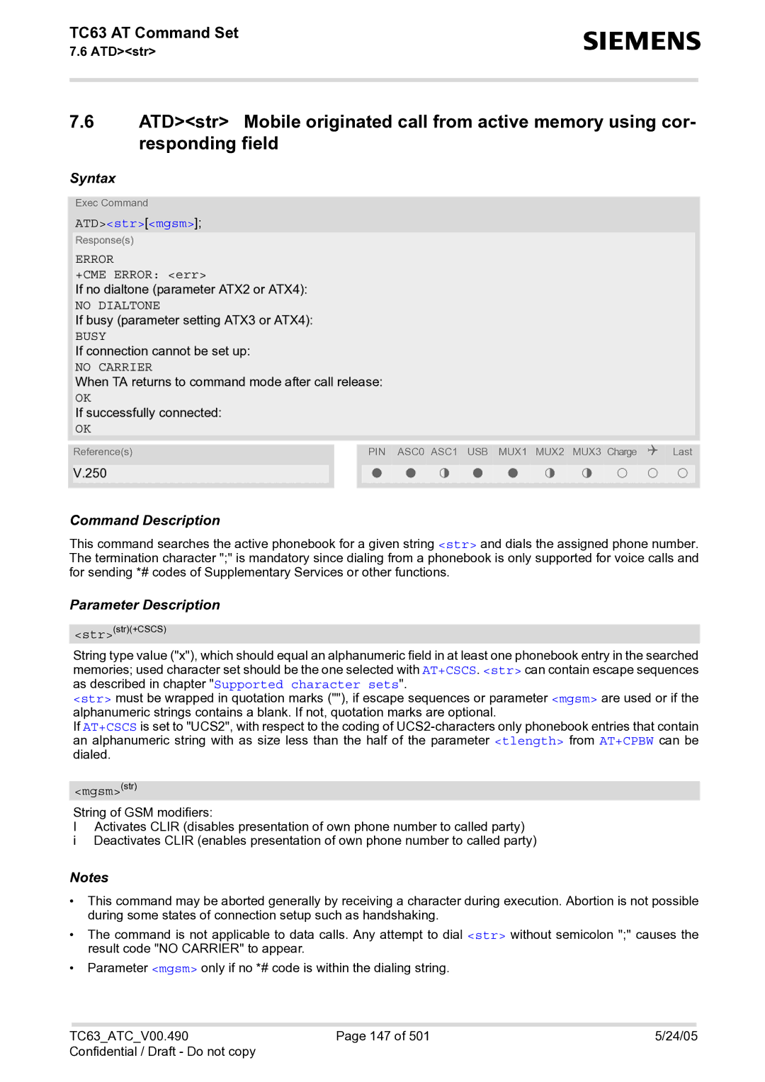 Siemens TC63 manual Responding field, ATDstrmgsm 