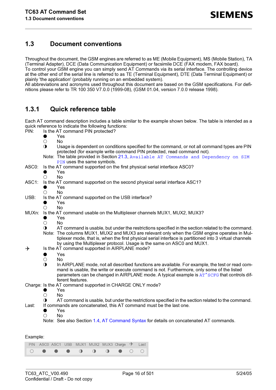 Siemens TC63 manual Document conventions, Quick reference table 