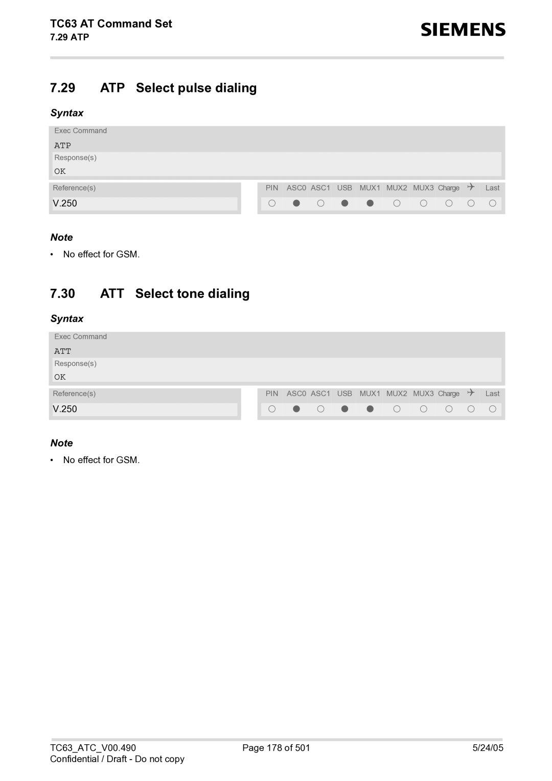 Siemens TC63 manual ATP Select pulse dialing, ATT Select tone dialing, Atp, Att 