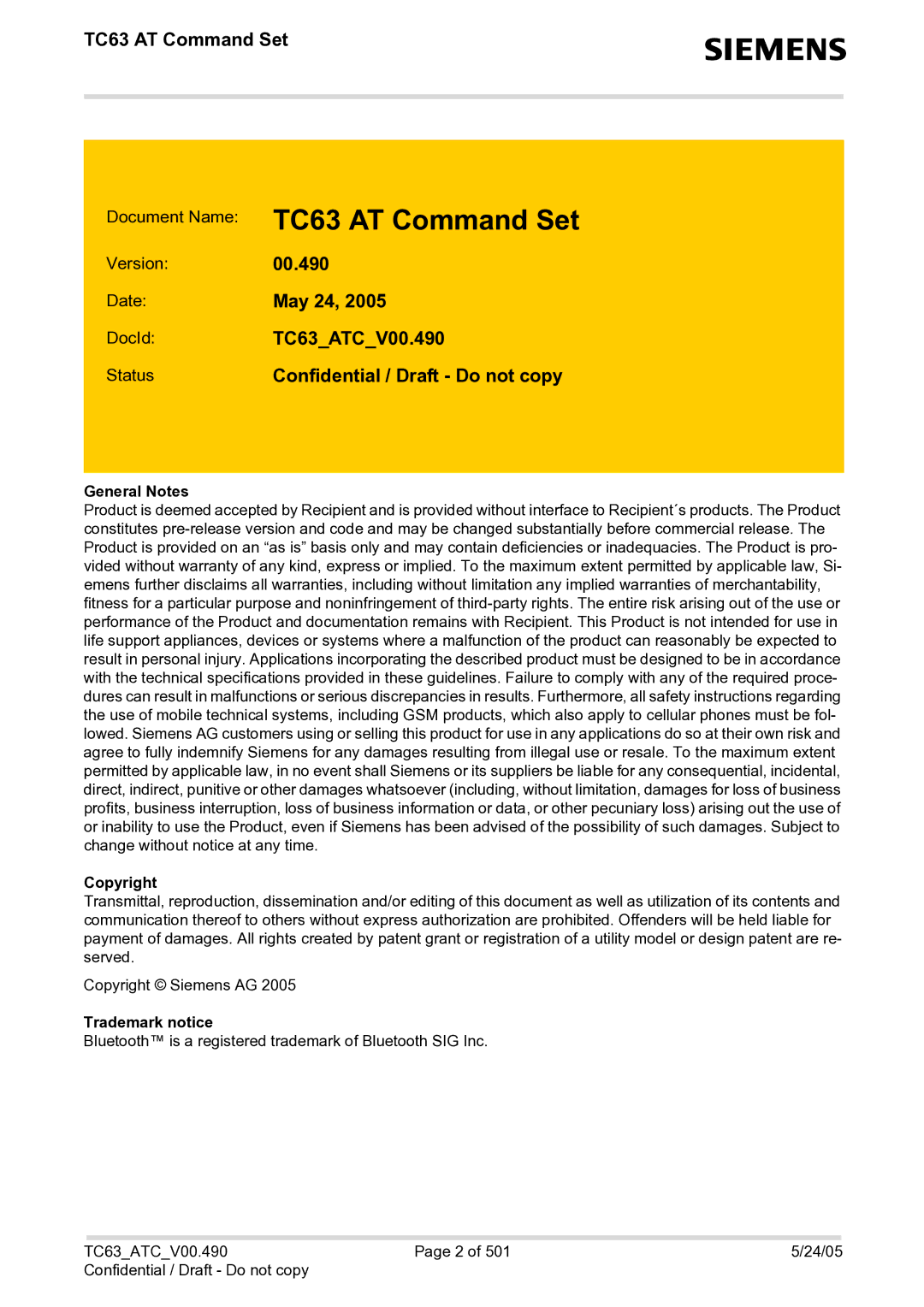 Siemens manual TC63 AT Command Set 