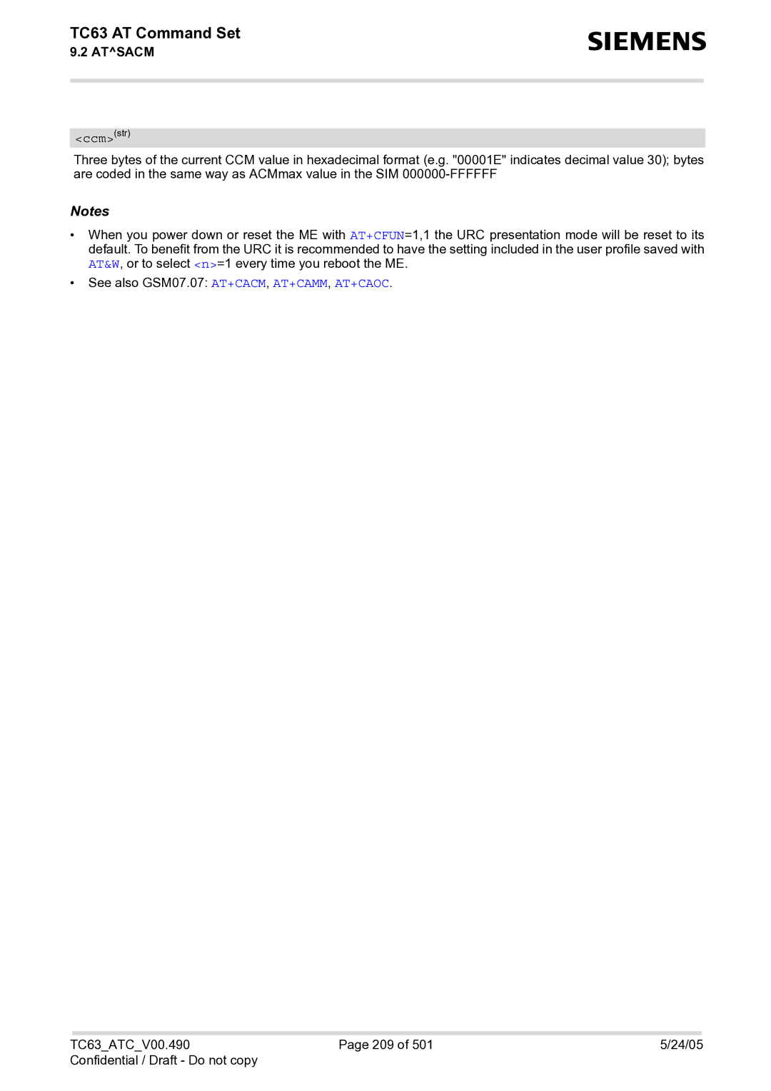 Siemens TC63 manual Ccmstr 