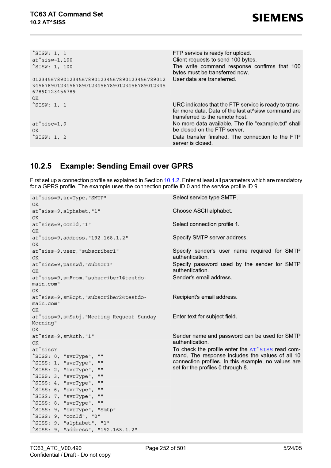 Siemens TC63 manual Example Sending Email over Gprs 