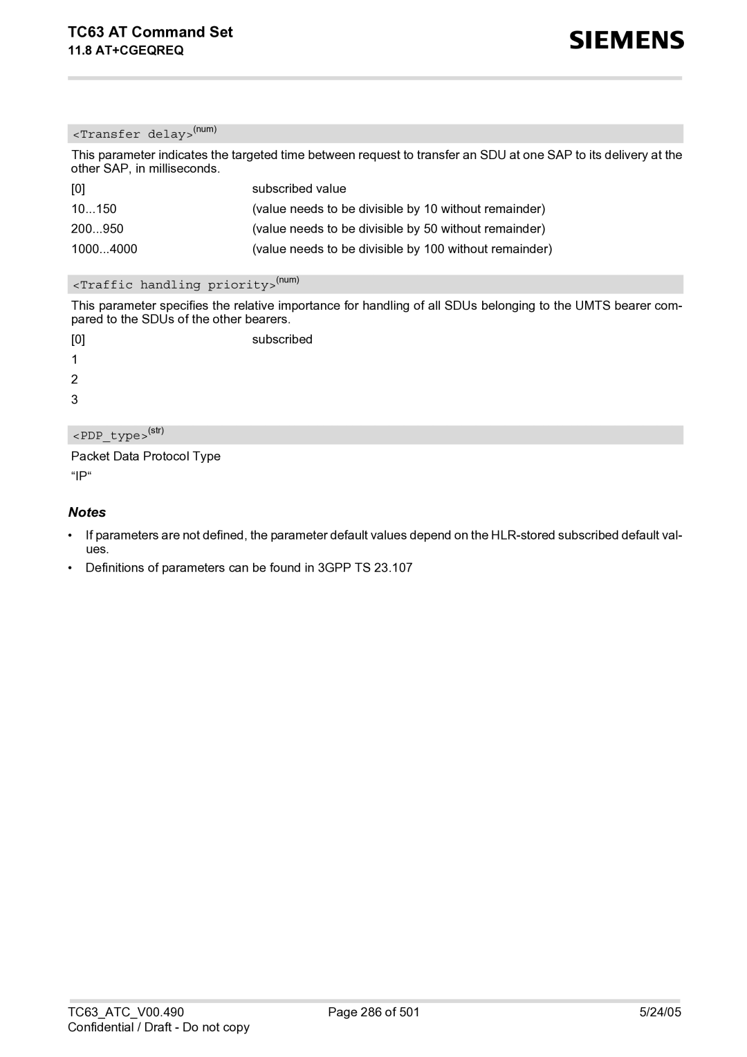 Siemens TC63 manual Transfer delaynum 