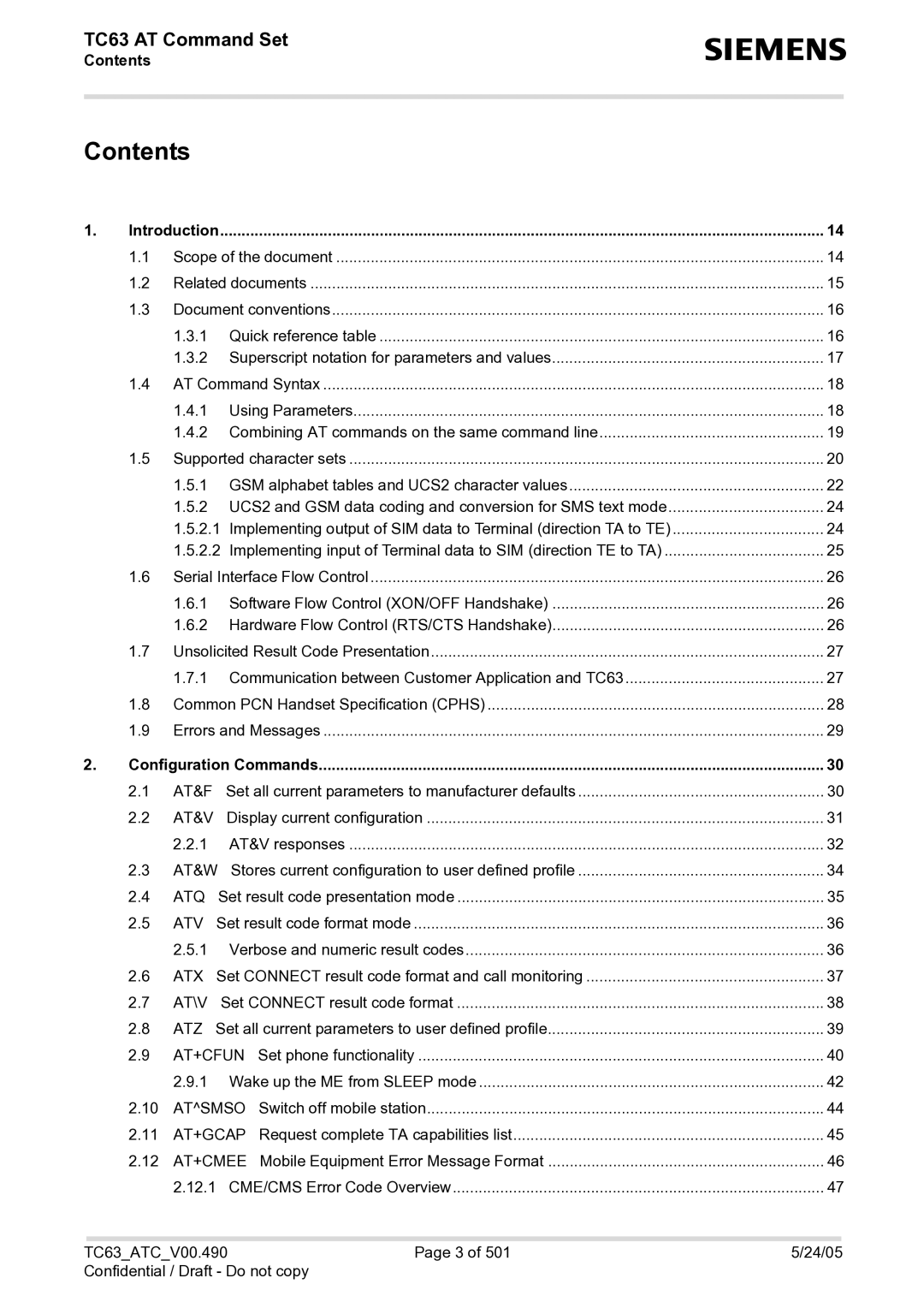 Siemens TC63 manual Contents 