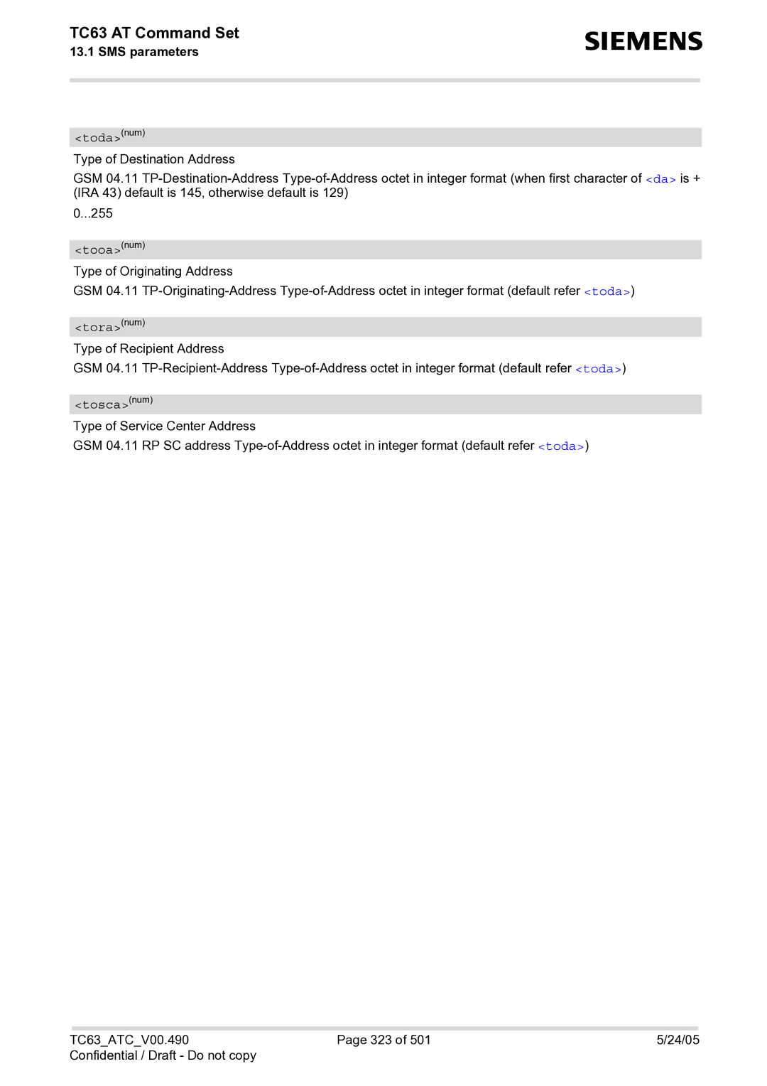 Siemens TC63 manual Todanum, Tooanum, Toranum, Toscanum 