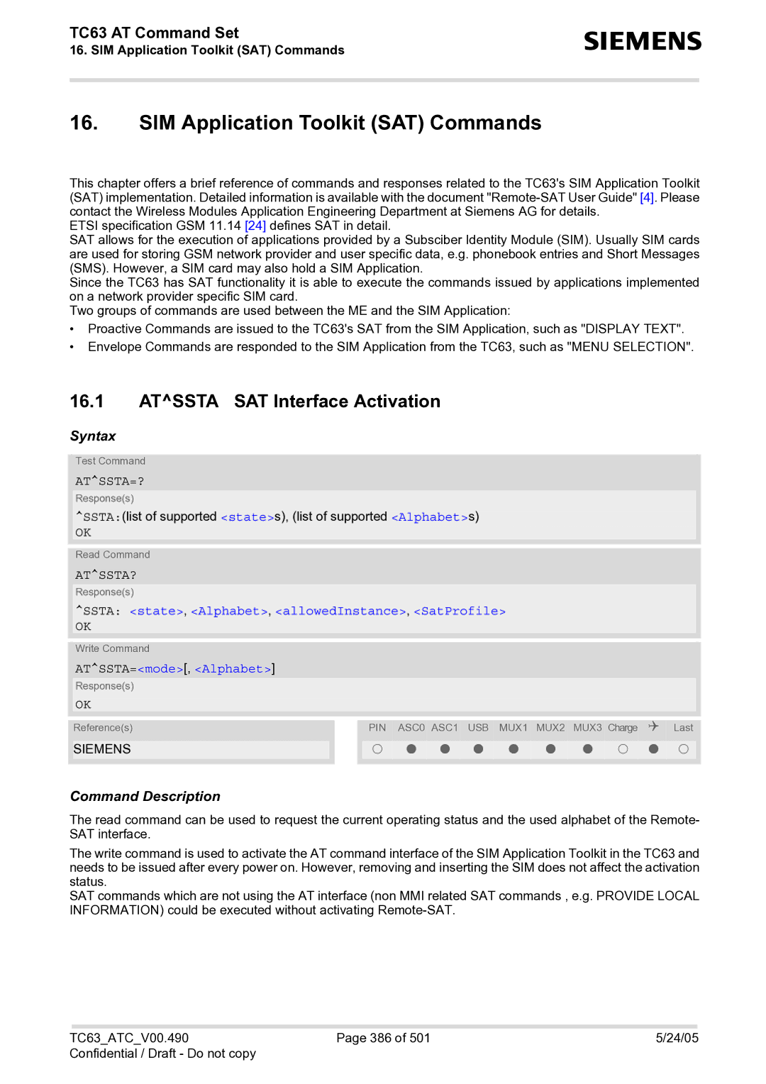 Siemens TC63 manual SIM Application Toolkit SAT Commands, Atssta SAT Interface Activation, Atssta=?, Atssta? 