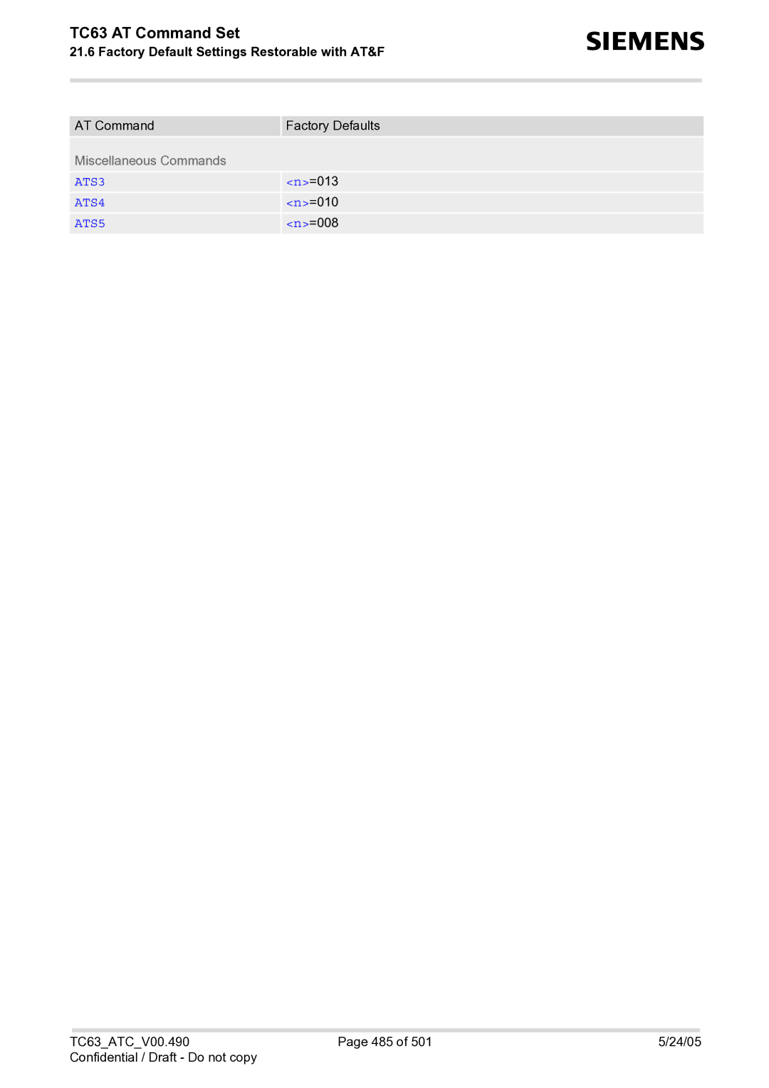 Siemens TC63 manual ATS3 