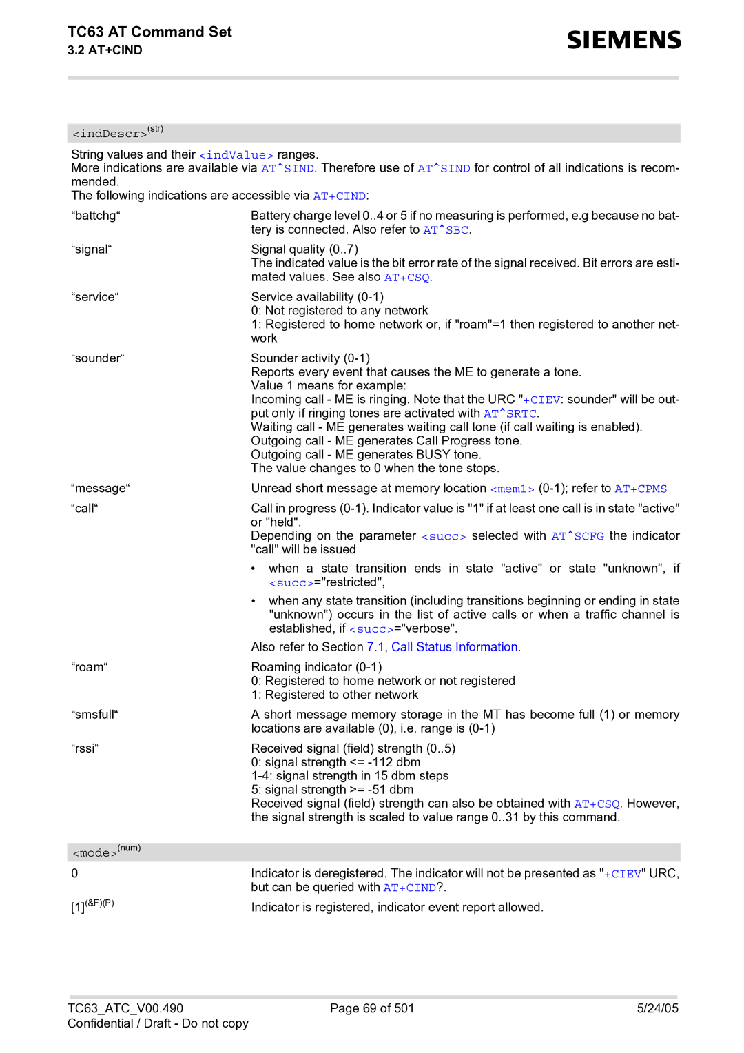 Siemens TC63 manual Also refer to .1, Call Status Information 