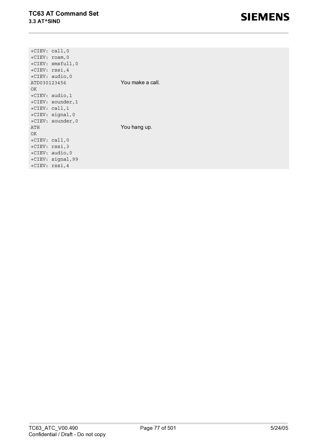 Siemens TC63 manual ATD030123456, Ath 