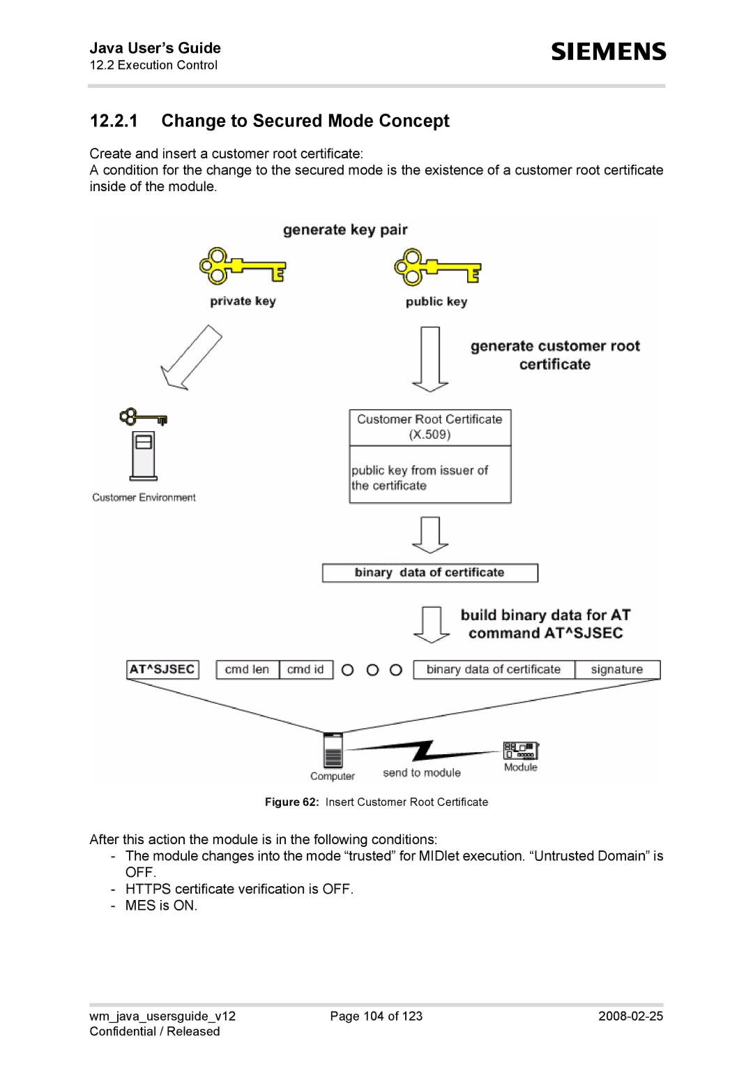 Siemens TC65, AC65, XT75, XT65 manual Change to Secured Mode Concept, Insert Customer Root Certificate 