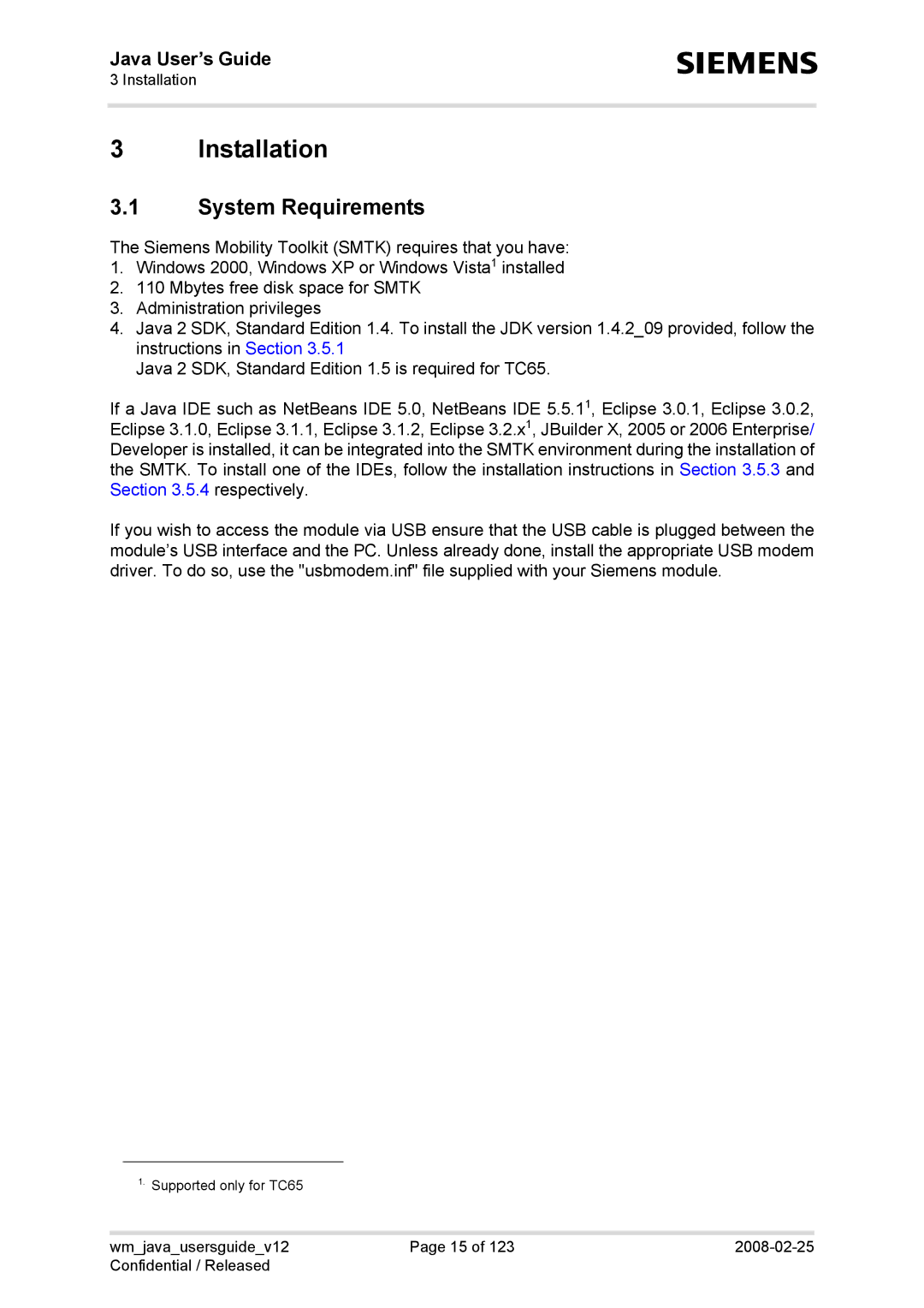 Siemens XT65, TC65, AC65, XT75 manual Installation, System Requirements 