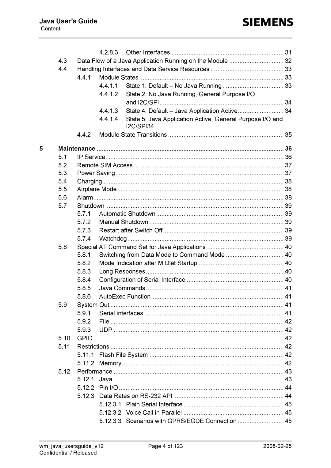 Siemens TC65, AC65, XT75, XT65 manual Maintenance, UDP Gpio 