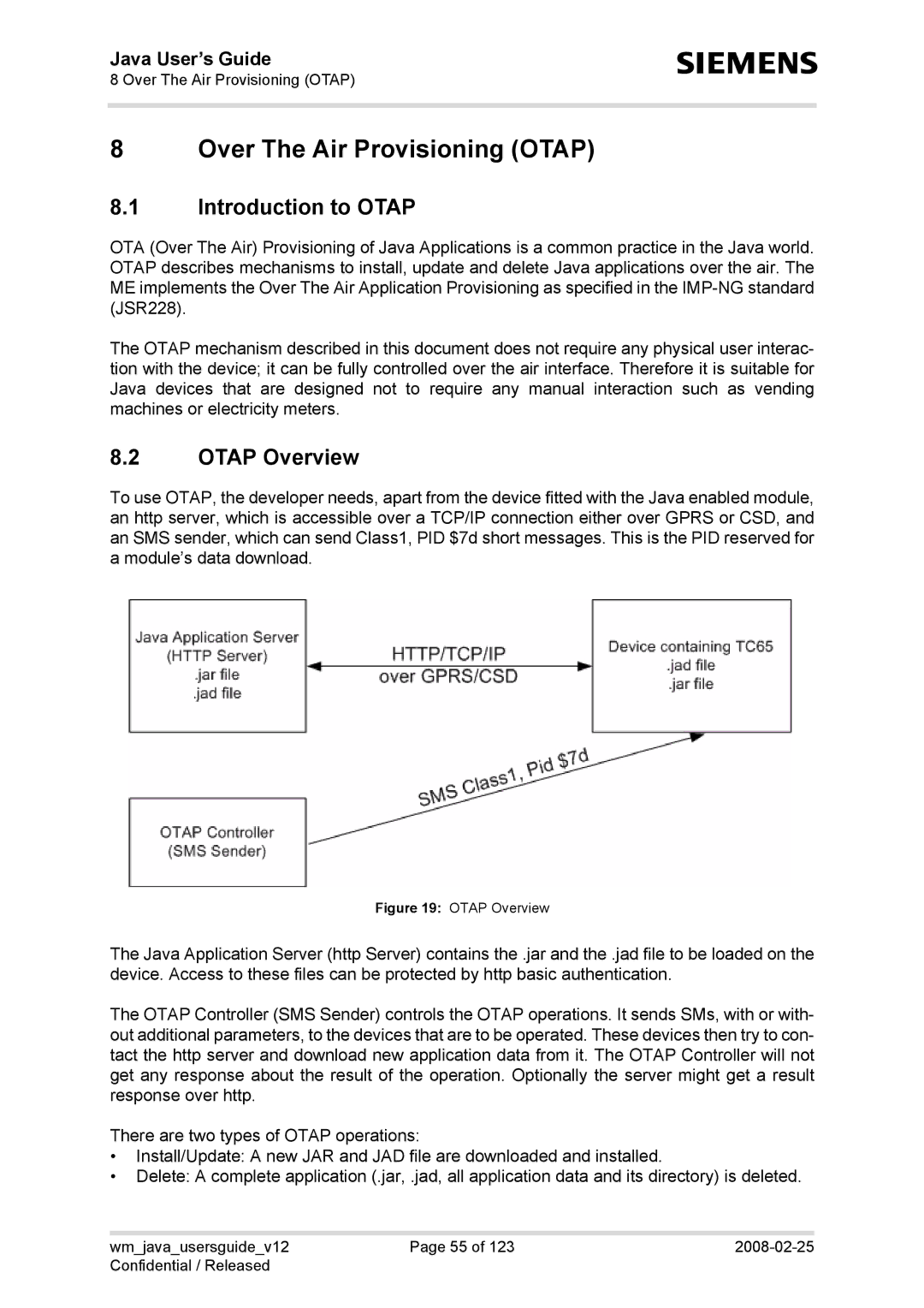 Siemens XT65, TC65, AC65, XT75 manual Over The Air Provisioning Otap, Introduction to Otap, Otap Overview 