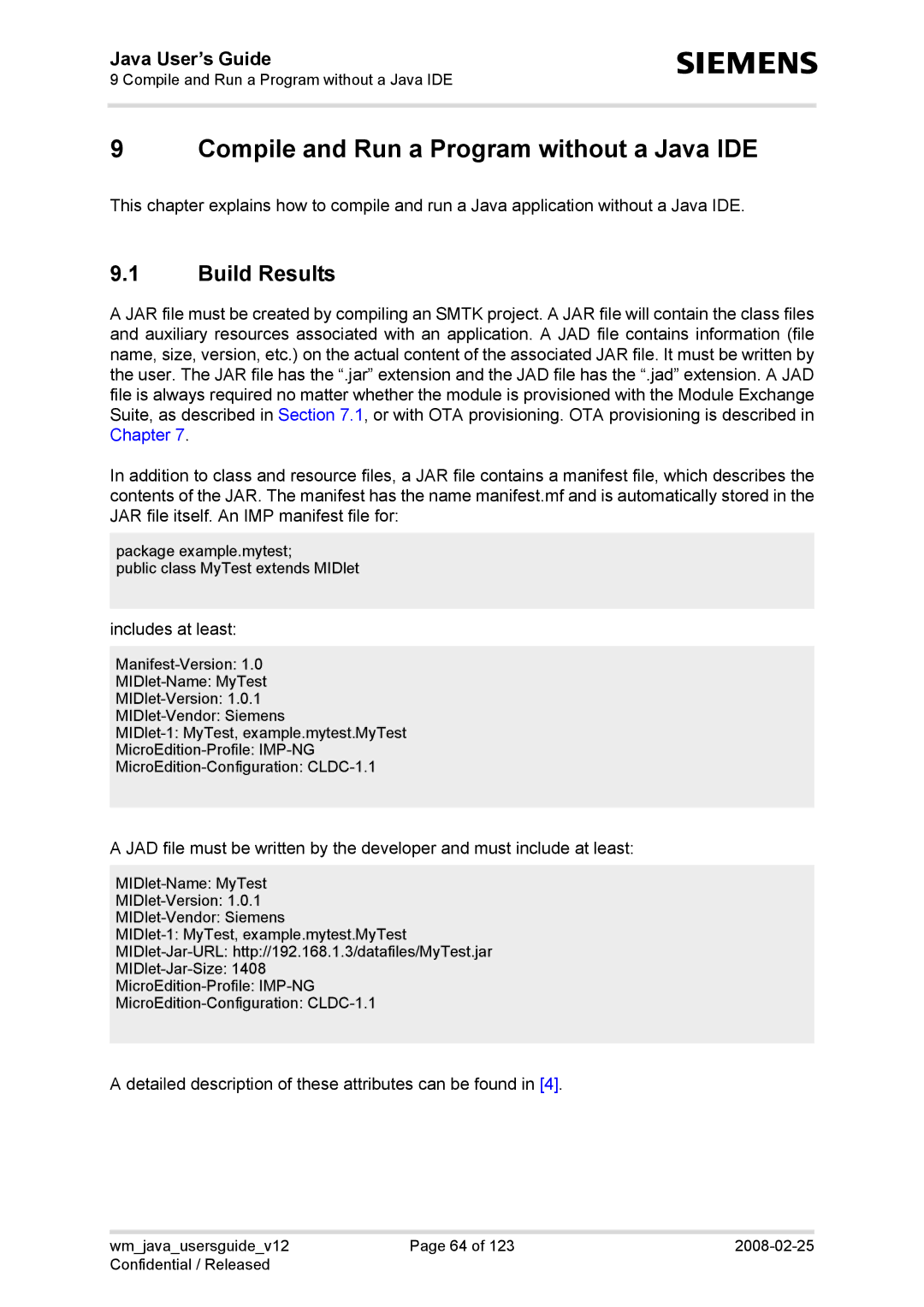 Siemens TC65, AC65, XT75, XT65 manual Compile and Run a Program without a Java IDE, Build Results 