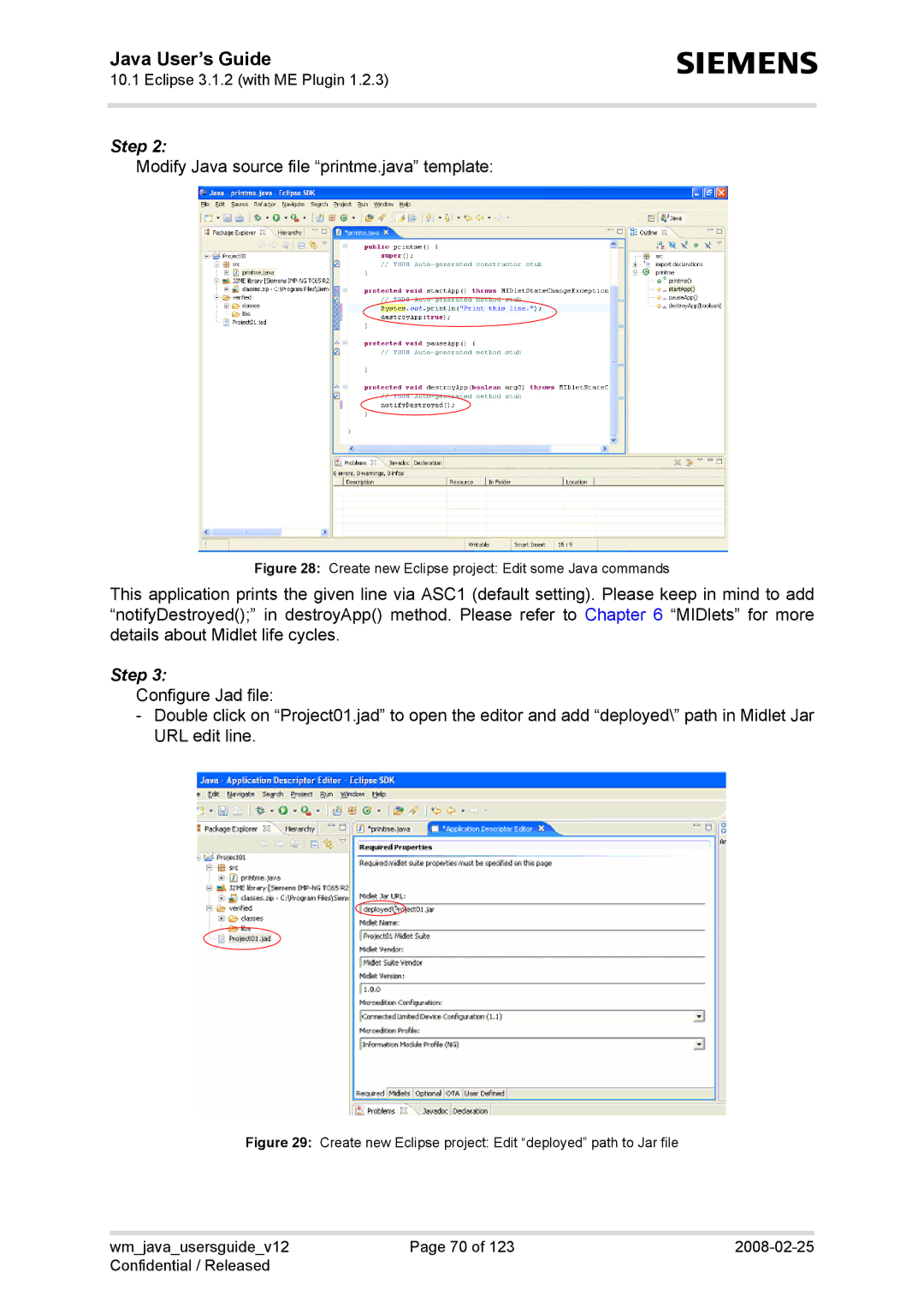 Siemens XT75, TC65, AC65, XT65 manual Modify Java source file printme.java template 