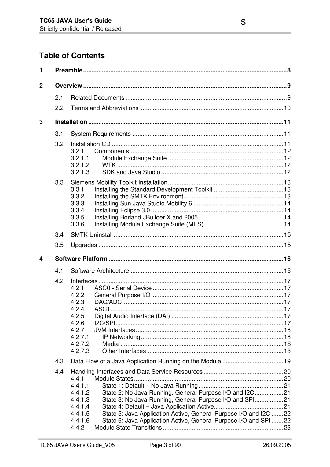 Siemens TC65 manual Table of Contents 