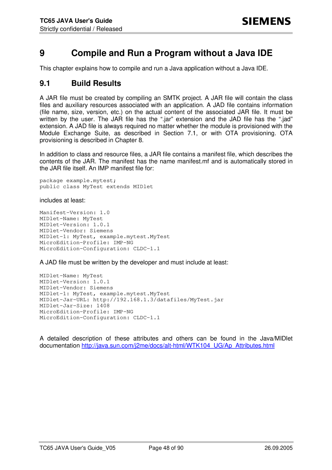 Siemens TC65 manual Compile and Run a Program without a Java IDE, Build Results 