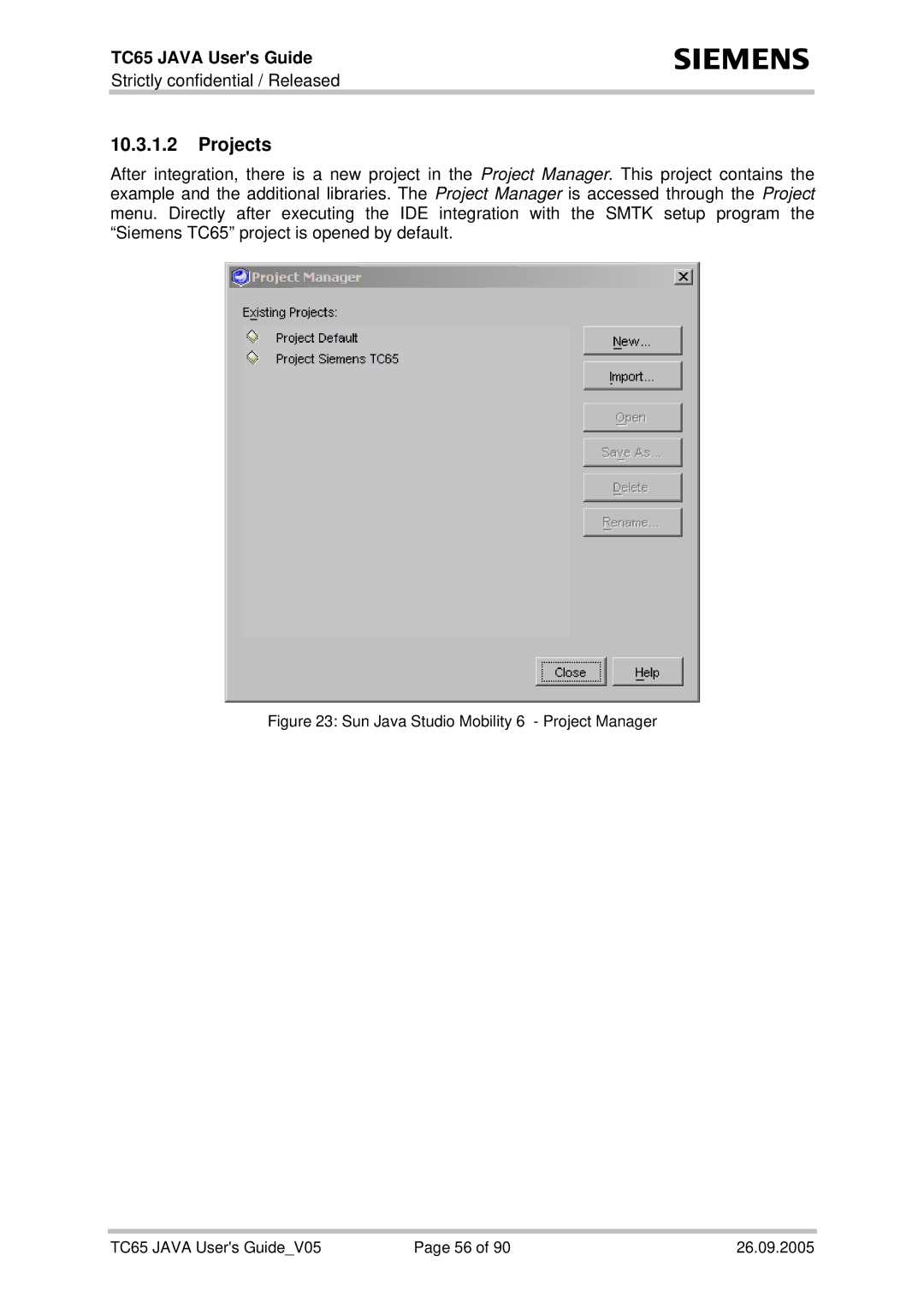 Siemens TC65 manual Projects 