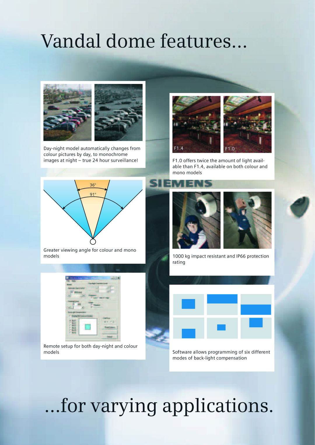 Siemens TFT, CRT manual Vandal dome features… 