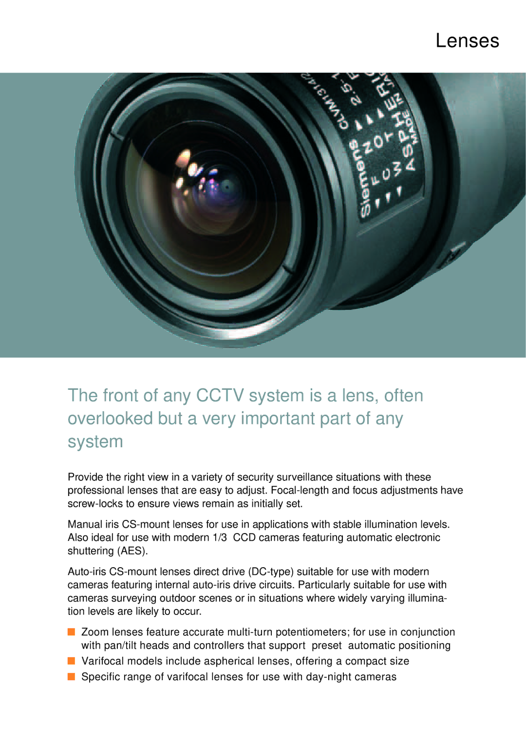 Siemens CRT, TFT manual Lenses 