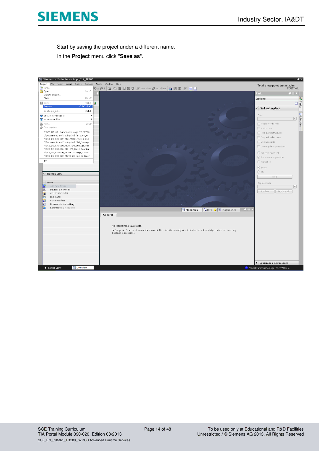 Siemens TIA Portal Module 090-020 manual Industry Sector, IA&DT 