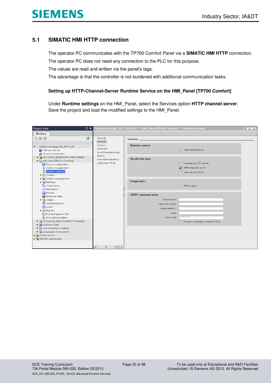 Siemens TIA Portal Module 090-020 manual Simatic HMI Http connection 